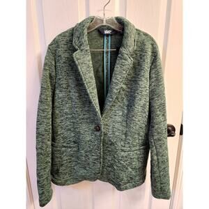 Lands' End Woman's Green Fleece Blazer Jacket Sz L